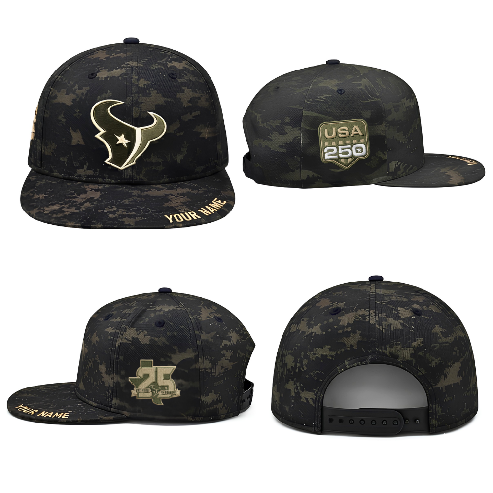 HOU Salute To Service Personalized Snapback Cap - Printed