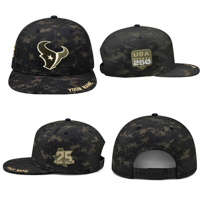 HOU Salute To Service Personalized Snapback Cap - Printed