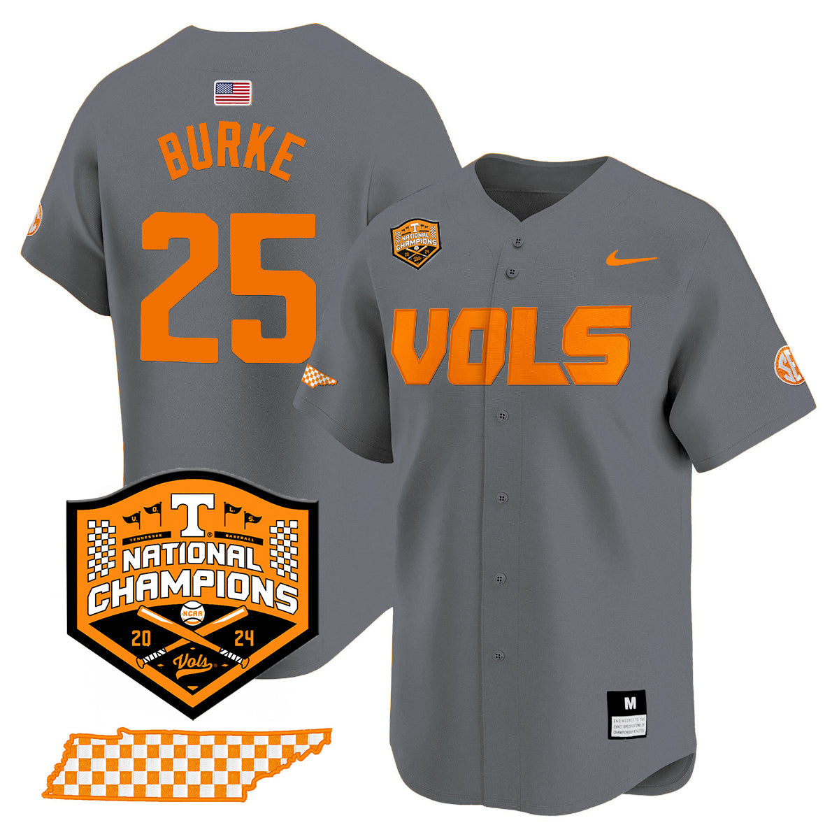 Tennessee 2024 Baseball College World Series Champions Limited Jersey V2 - All Stitched