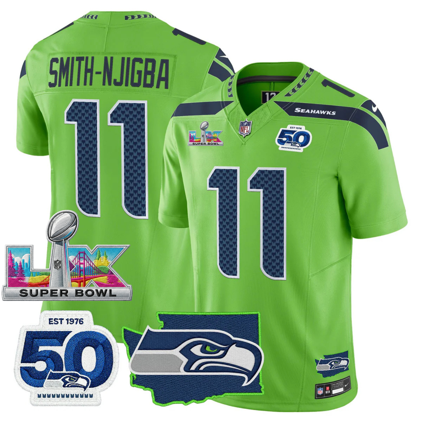 SEA SB LX Game Patch Jersey - All Stitched