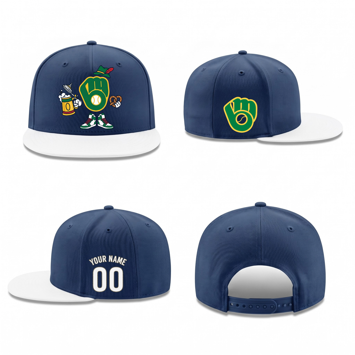 MIL Beer & Pretzel Personalized Snapback Cap - Printed