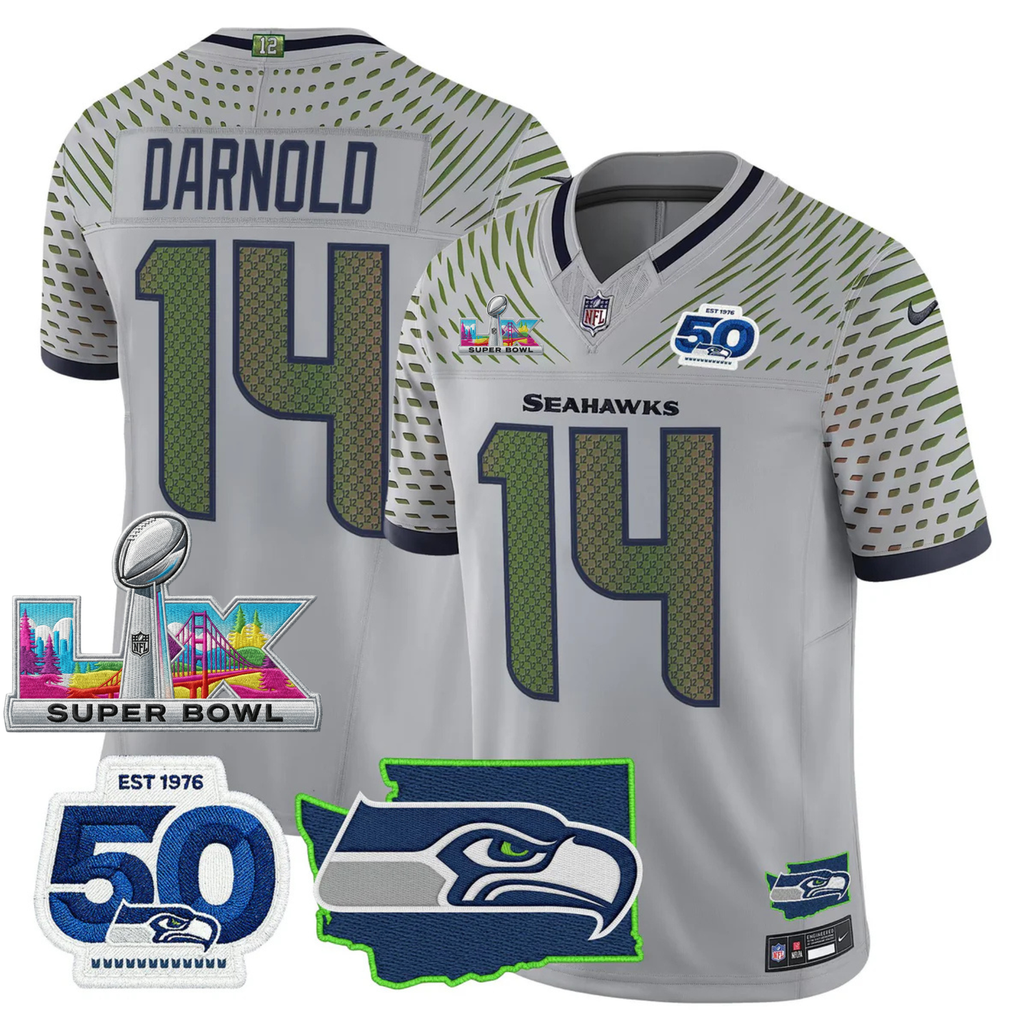 SEA SB LX Game Patch Jersey - All Stitched