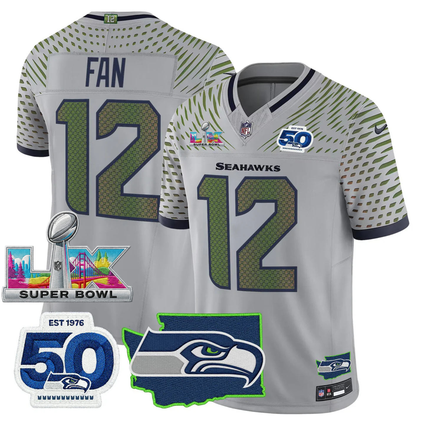 SEA SB LX Game Patch Jersey - All Stitched