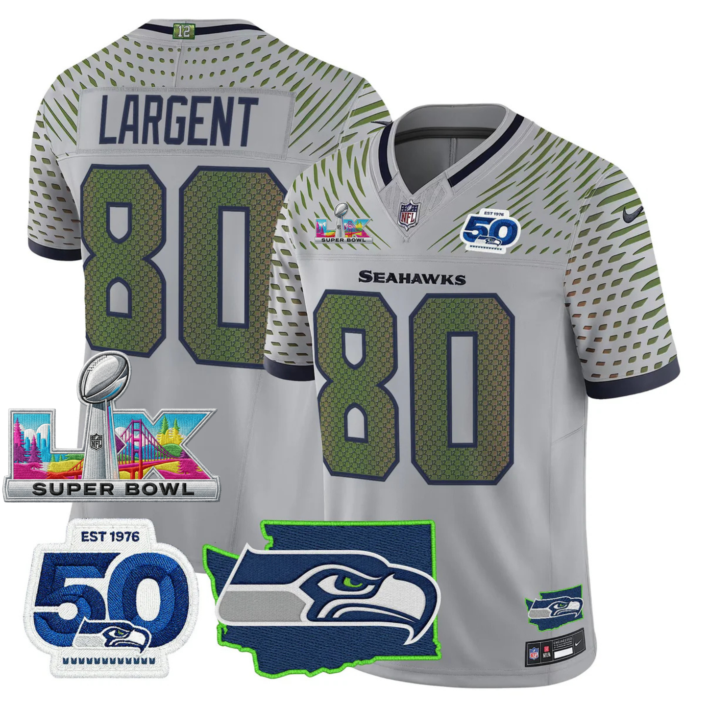 SEA SB LX Game Patch Jersey - All Stitched