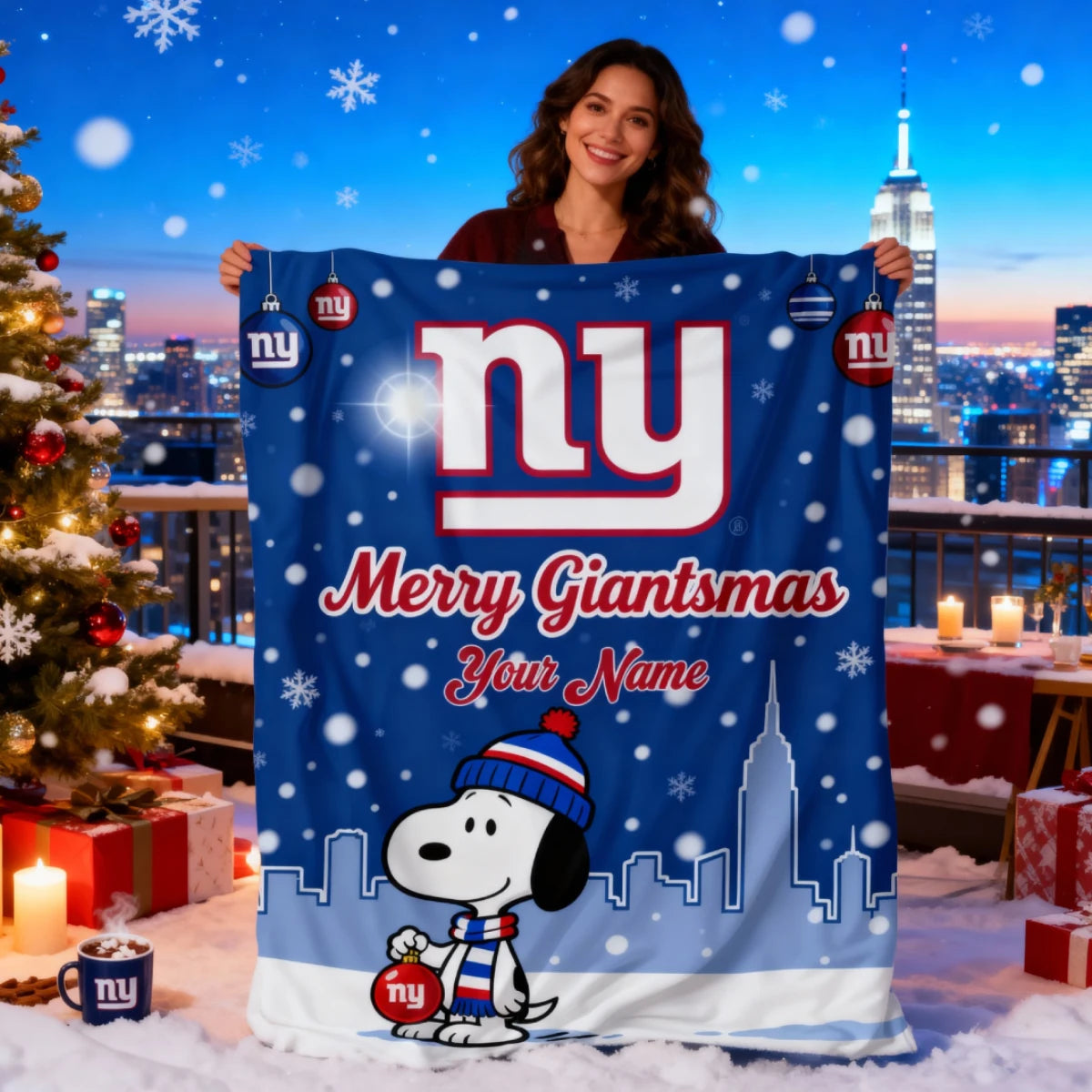 NYG x SNP | Premium Christmas Fleece Blanket & Throw Pillow