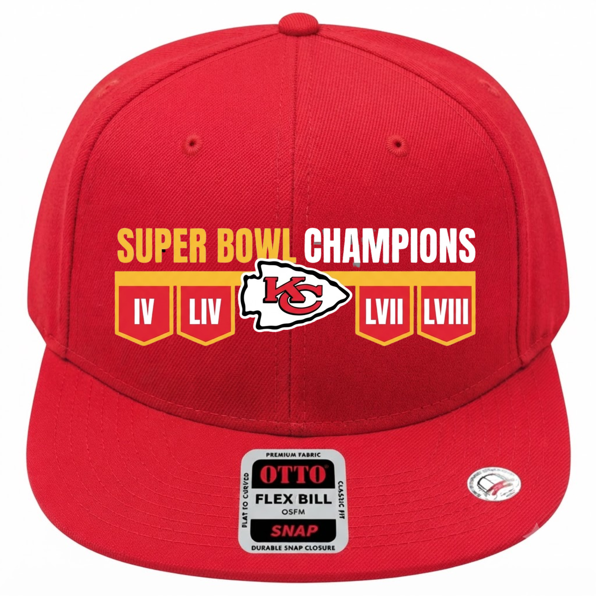 KC 4x Super Bowl Champions Snapback Cap - Printed