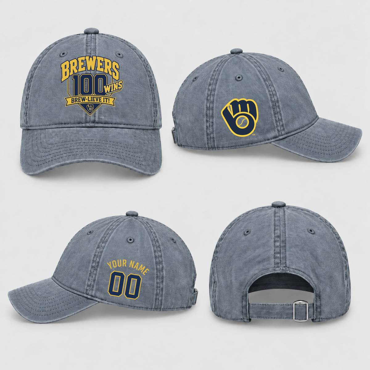 MIL 100 Wins Personalized Wash Hat - Printed