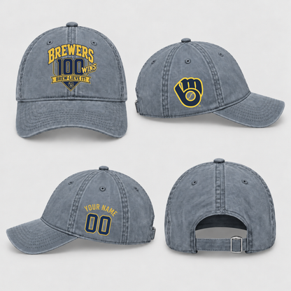 MIL 100 Wins Personalized Wash Hat - Printed