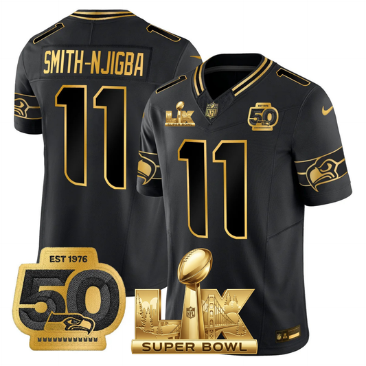 SEA SB LX Game Patch Gold Jersey - All Stitched