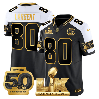 SEA SB LX Game Patch Gold Jersey - All Stitched