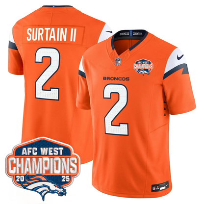 DEN AFC West Champions Patch Vapor Limited Jersey V2 - All Stitched
