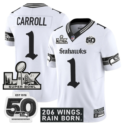 SEA 'Gothic Rain City Shadows Edition' Vapor Jersey - NFC Champions Patch - All Stitched