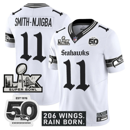 SEA 'Gothic Rain City Shadows Edition' Vapor Jersey - NFC Champions Patch - All Stitched