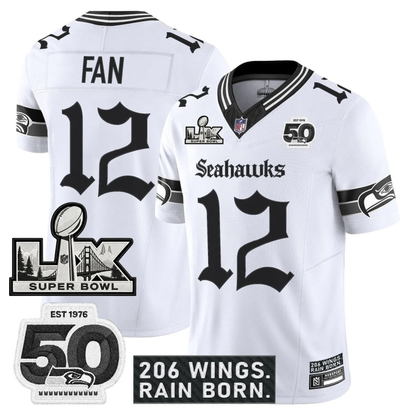 SEA 'Gothic Rain City Shadows Edition' Vapor Jersey - NFC Champions Patch - All Stitched