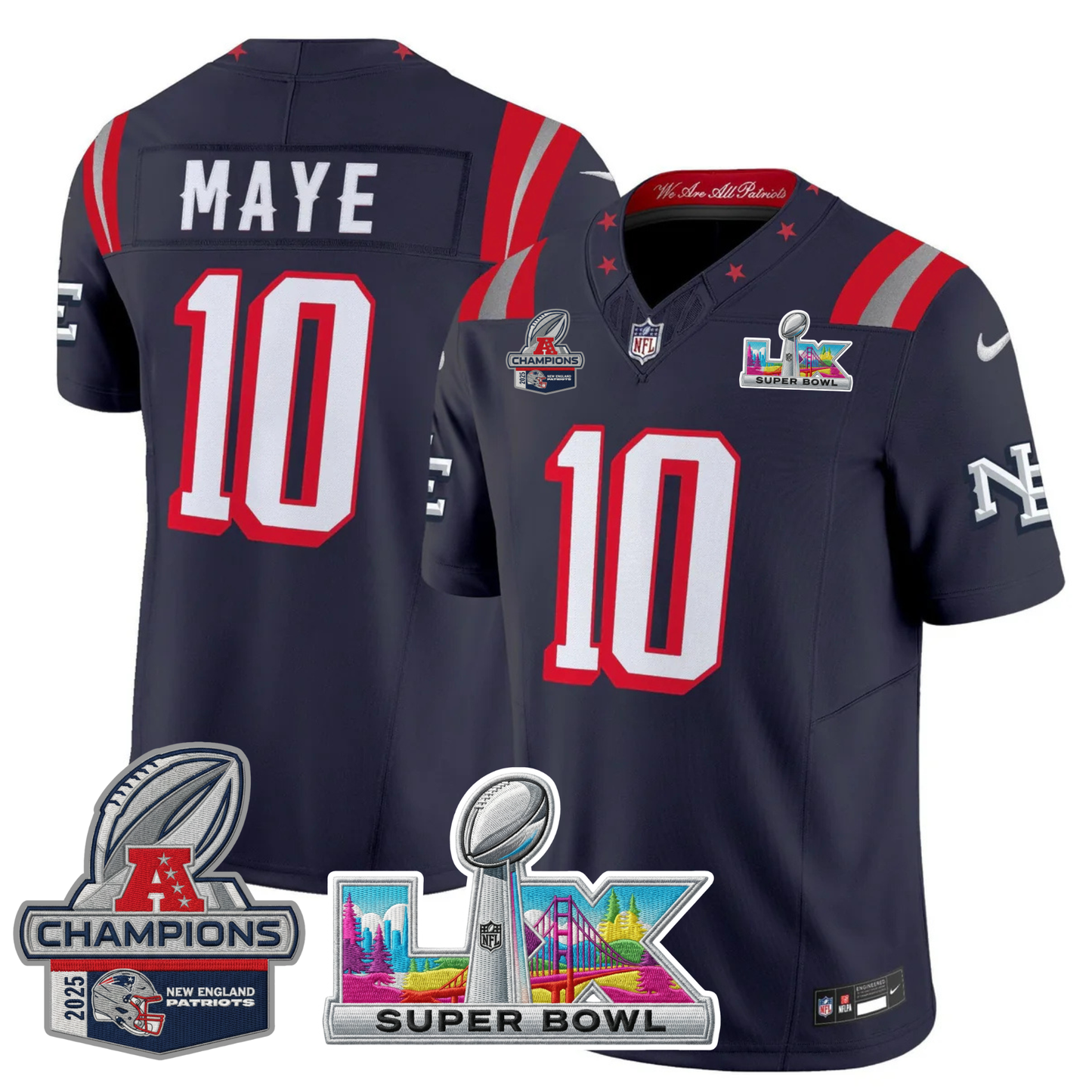 NE 2025 "Rivalries" AFC Champions Vapor Limited Jersey - All Stitched