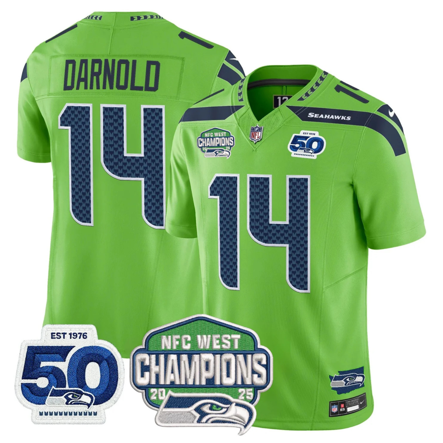 SEA 50th & NFC West Champions Patch Vapor Limited Jersey - All Stitched