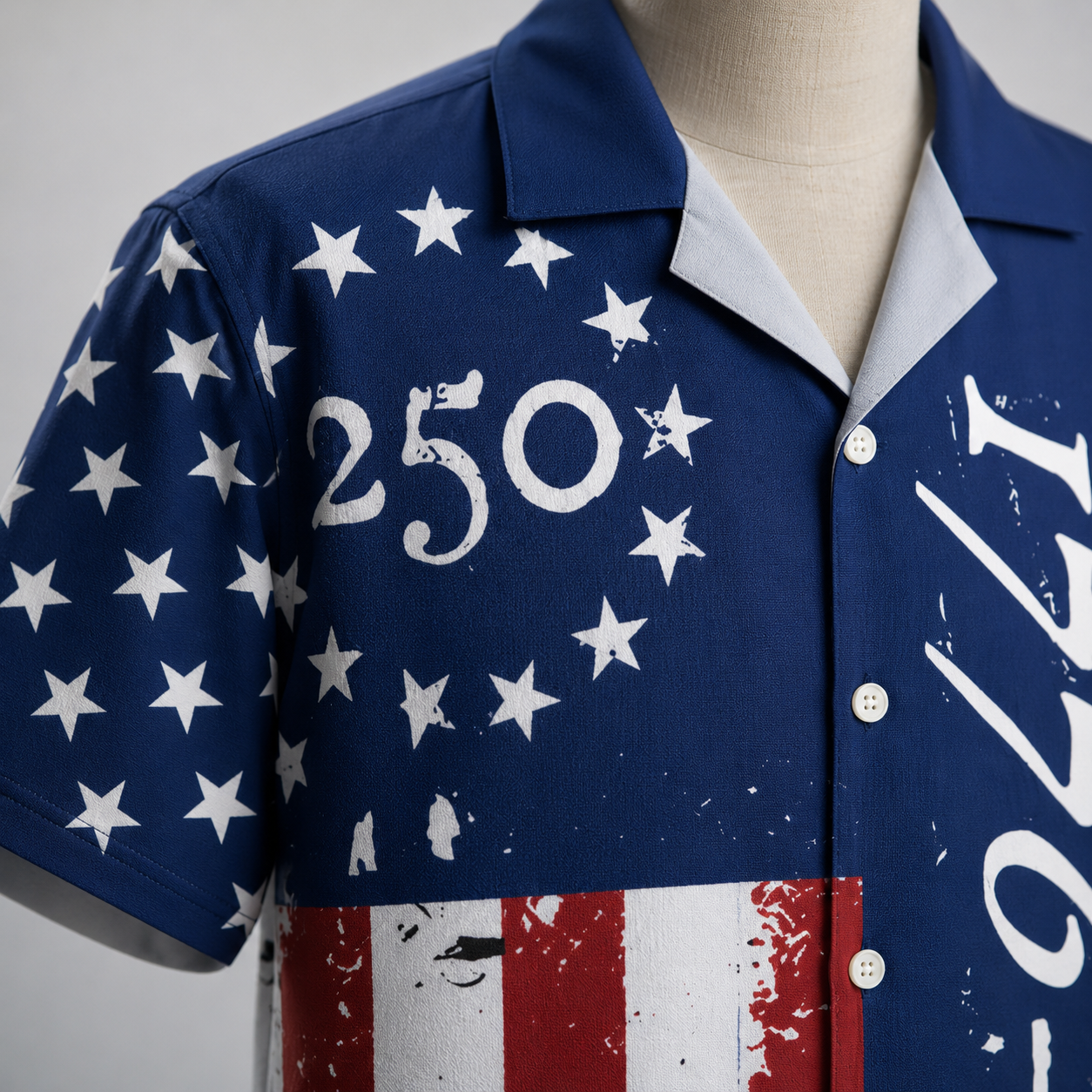 America 250th Anniversary Toile De Jouy Style Patriotic Hawaiian Shirt