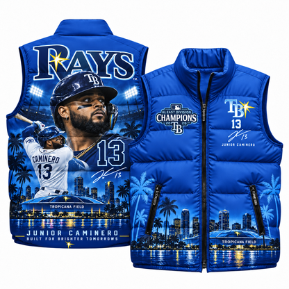 Tampa Bay Rays #13 Junior Caminero Puffer Vest - Printed V2