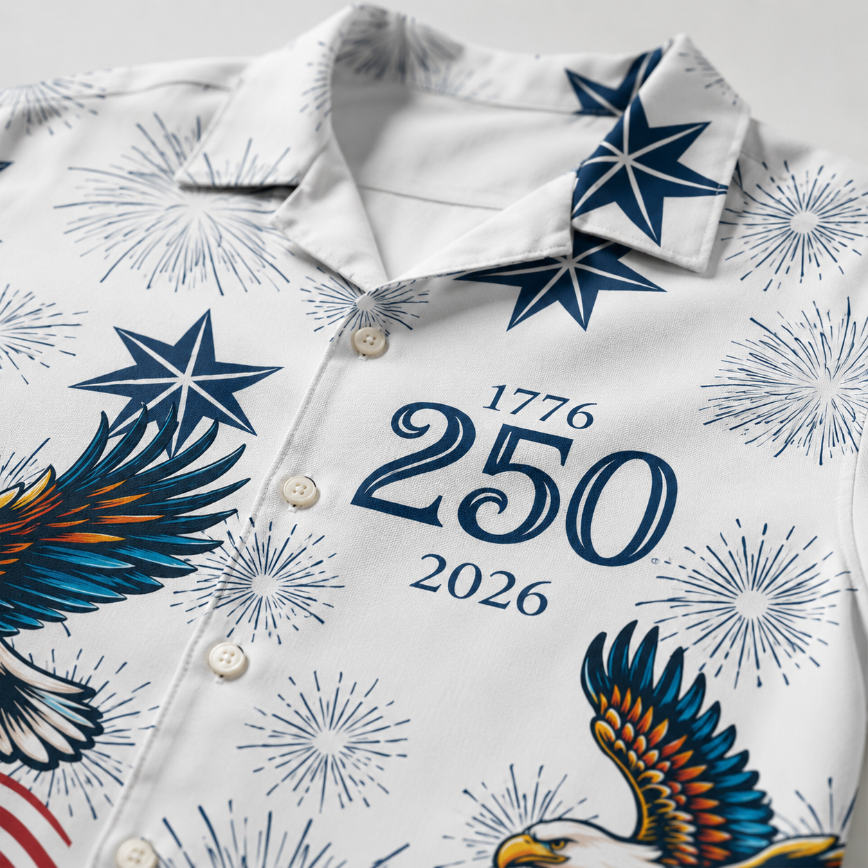 250 Years of Freedom 1776 - 2026 Eagle Patriotic Hawaiian Shirt