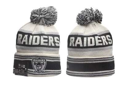 Las Vegas Raiders Cuffed Knit Hat with Pom - Embroidered Patch
