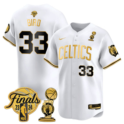 Celtics 2023-24 World Champions Patch Baseball Jersey - All Stitched