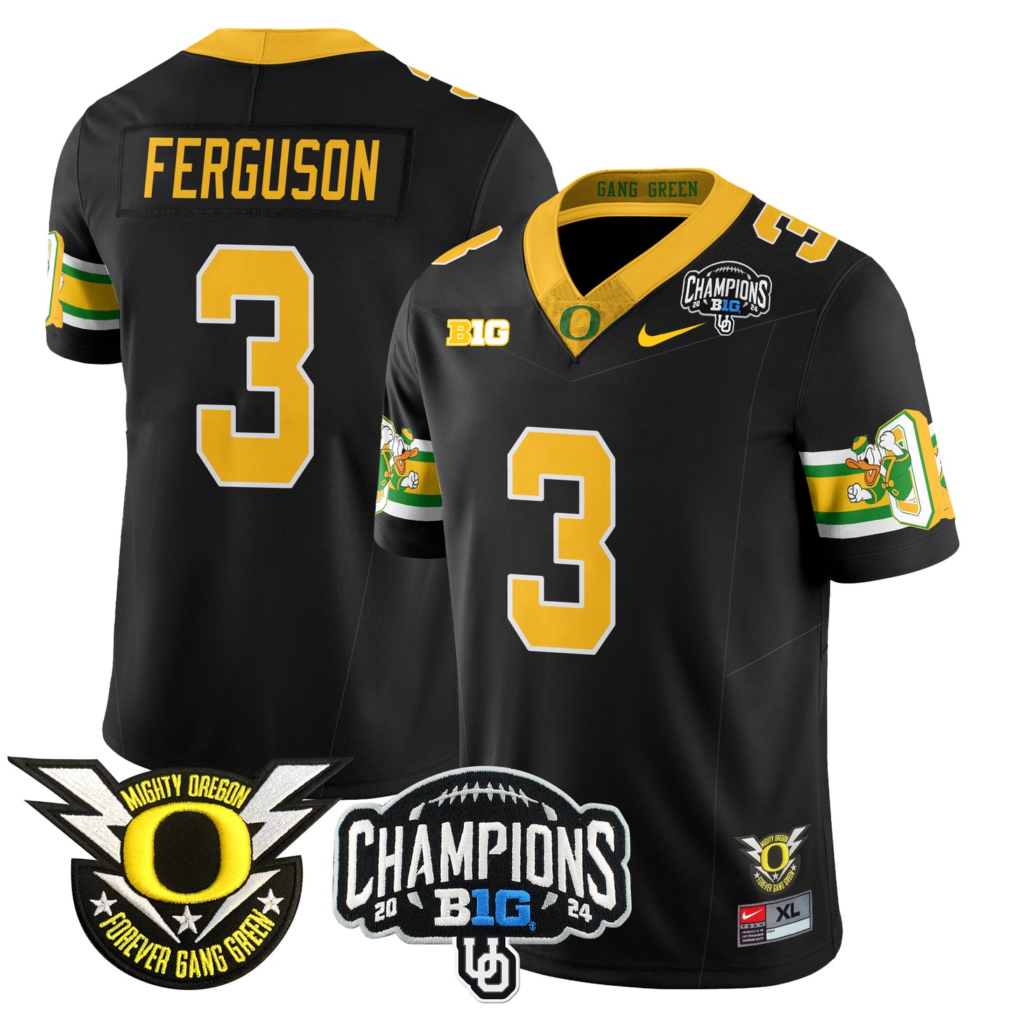 Oregon Ducks 2024 Big Ten Champions Jersey V3 - All Stitched