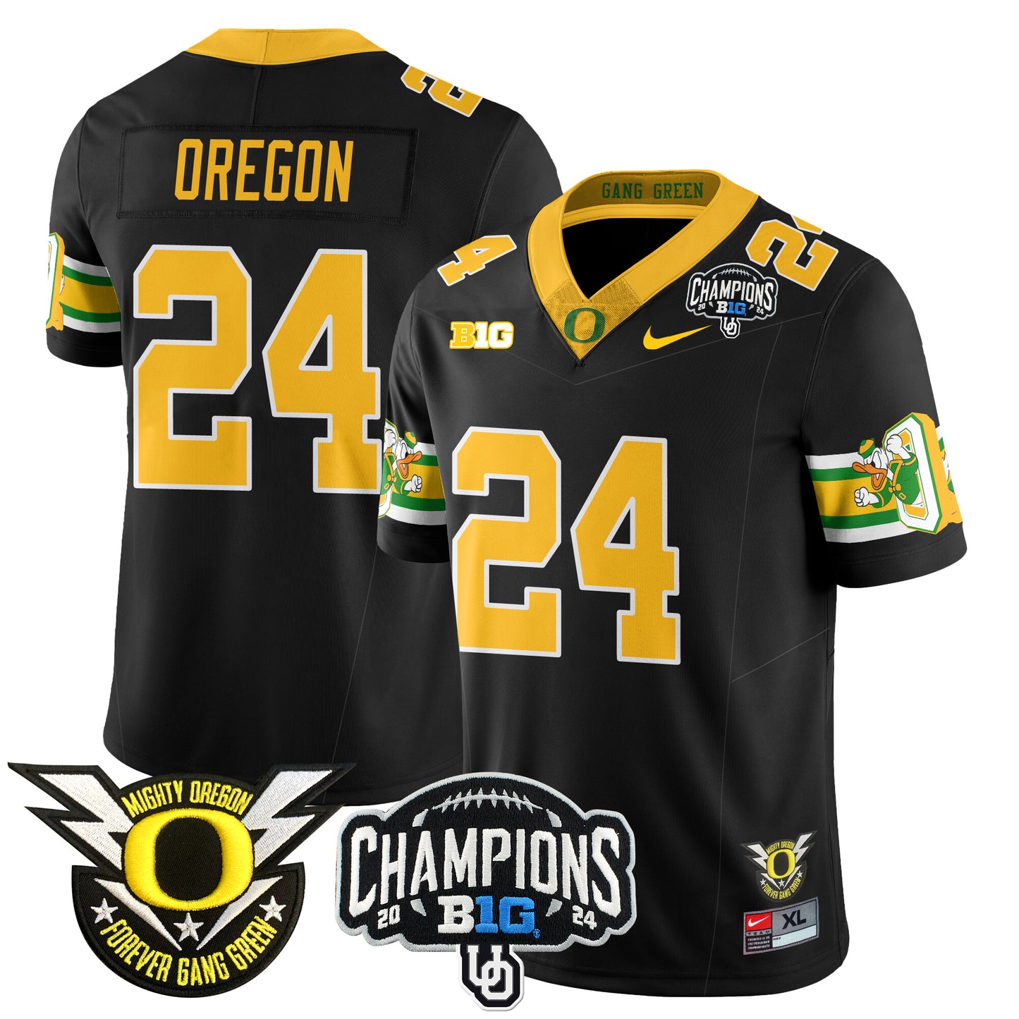 Oregon Ducks 2024 Big Ten Champions Jersey V3 - All Stitched