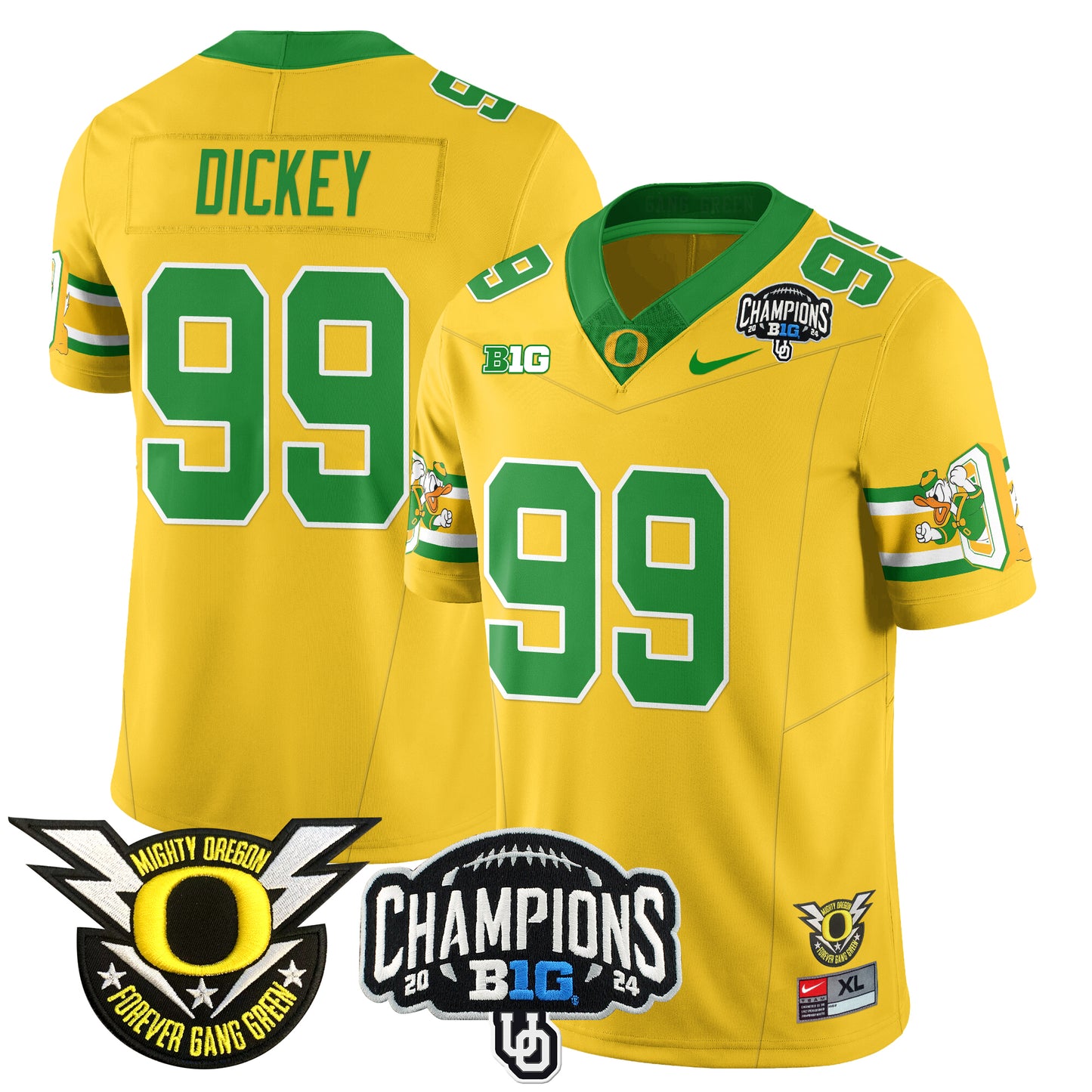 Oregon Ducks 2024 Big Ten Champions Jersey V3 - All Stitched