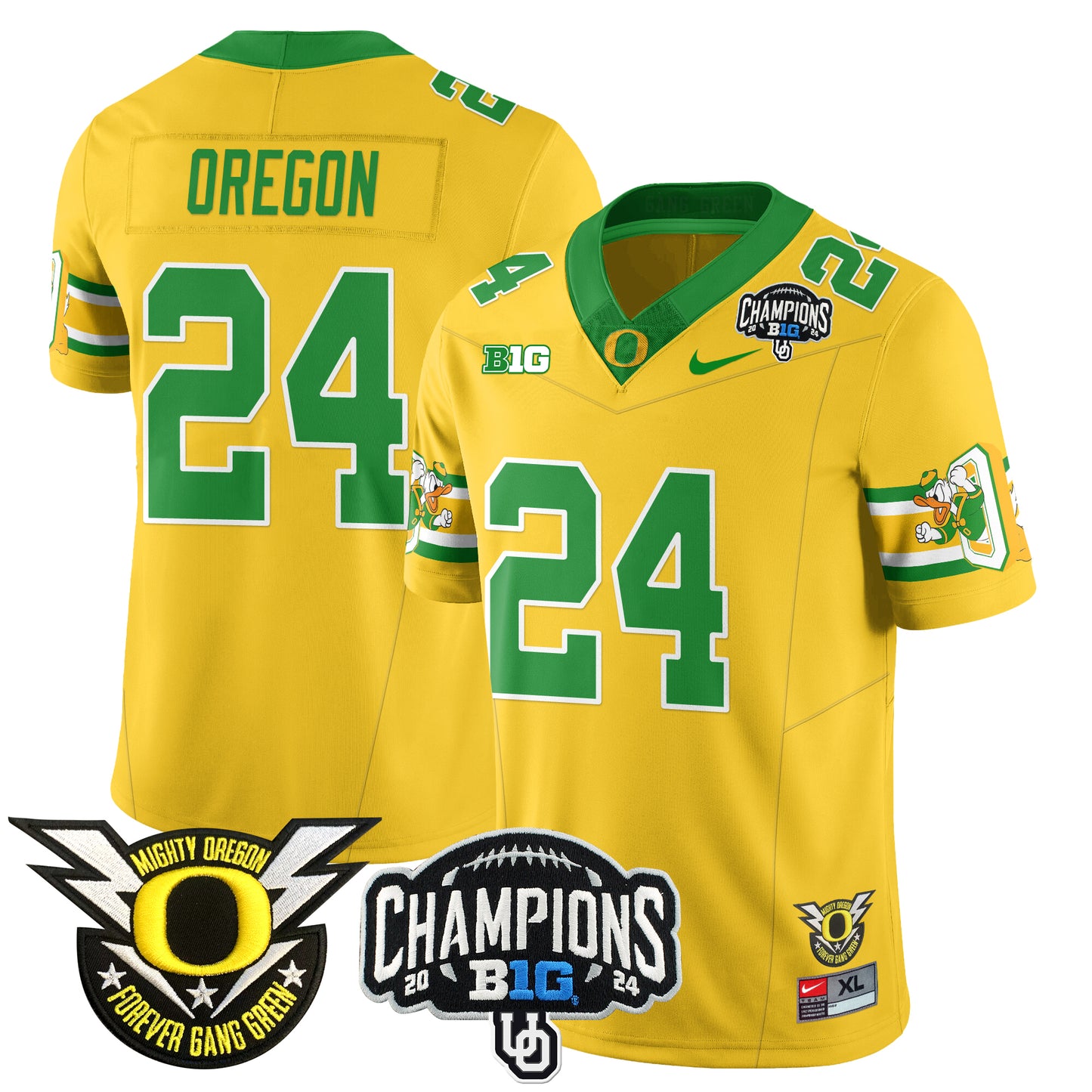 Oregon Ducks 2024 Big Ten Champions Jersey V3 - All Stitched