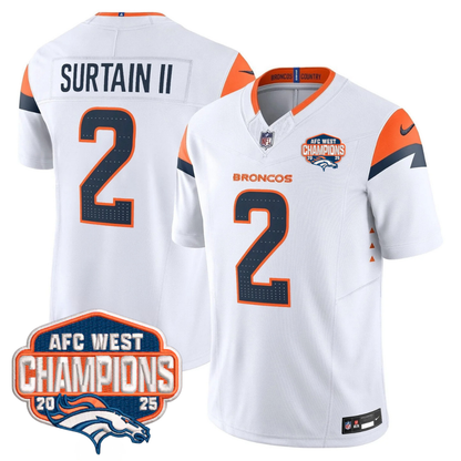 DEN AFC West Champions Patch Vapor Limited Jersey V2 - All Stitched