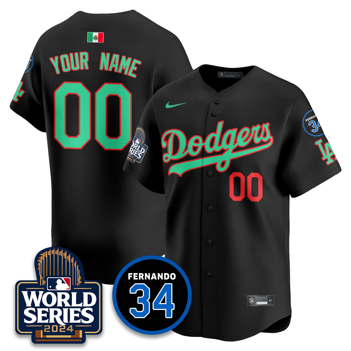 Dodgers Mexico World Series Custom Jersey - All Stitched