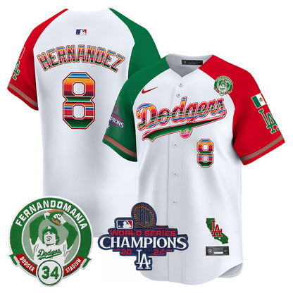 Dodgers Mexico 2024 World Series Champions Patch Jersey - All Stitched