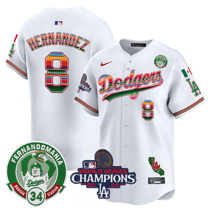 Dodgers Mexico 2024 World Series Champions Patch Jersey - All Stitched