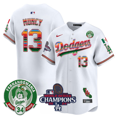 Dodgers Mexico 2024 World Series Champions Patch Jersey - All Stitched