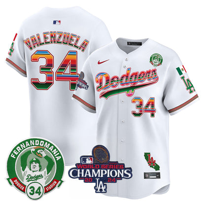 Dodgers Mexico 2024 World Series Champions Patch Jersey - All Stitched