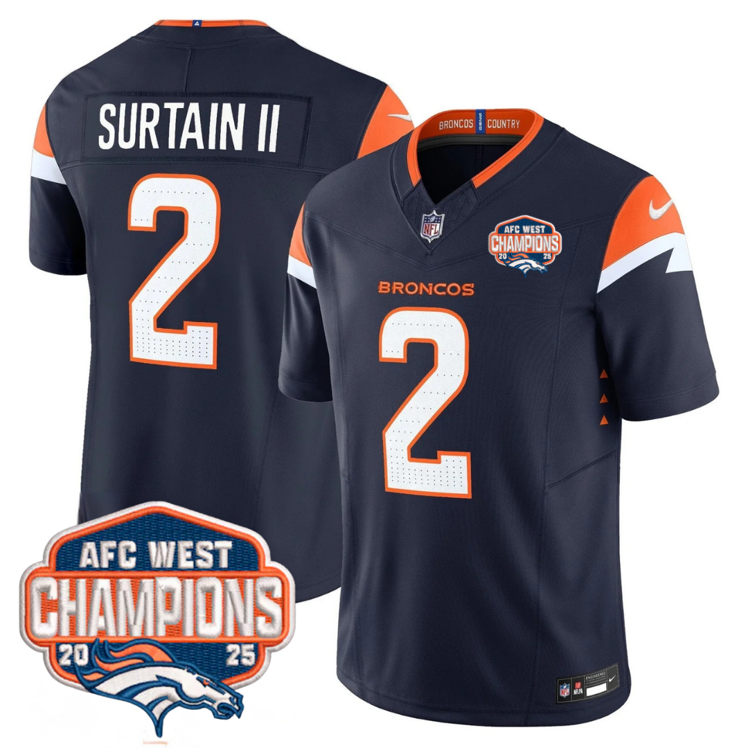 DEN AFC West Champions Patch Vapor Limited Jersey V2 - All Stitched