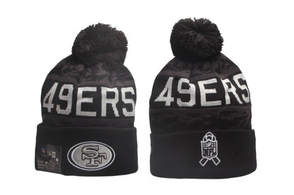Football Salute to Service Cuffed Knit Hat with Pom - Embroidered Patch
