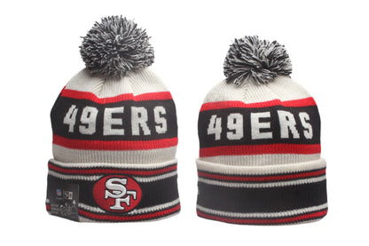 San Francisco 49ers Cuffed Knit Hat with Pom - Embroidered Patch