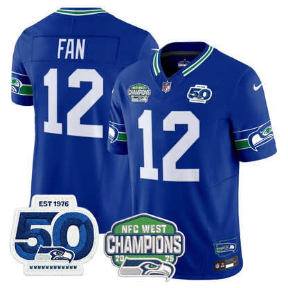 SEA 50th & NFC West Champions Patch Vapor Limited Jersey - All Stitched