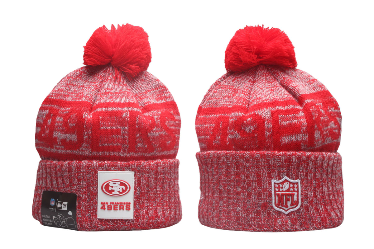 SF Cuffed Knit Hat with Pom - Rubber Patch