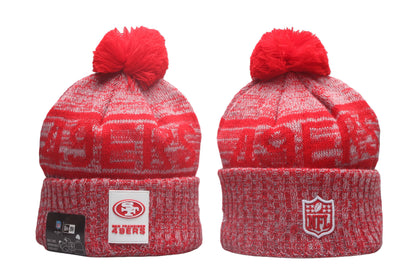 SF Cuffed Knit Hat with Pom - Rubber Patch