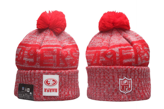 SF Cuffed Knit Hat with Pom - Rubber Patch