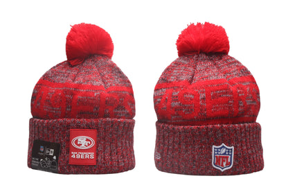 SF Cuffed Knit Hat with Pom - Rubber Patch