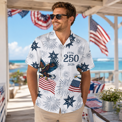 250 Years of Freedom 1776 - 2026 Eagle Patriotic Hawaiian Shirt