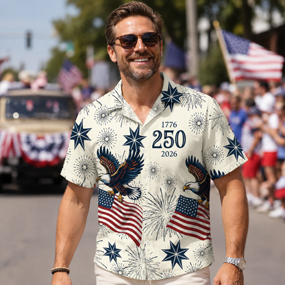 250 Years of Freedom 1776 - 2026 Eagle Patriotic Hawaiian Shirt
