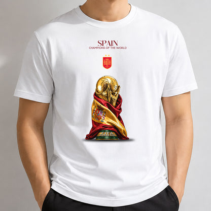 Spain 2026 Soccer Champions One Side Printed T-Shirt
