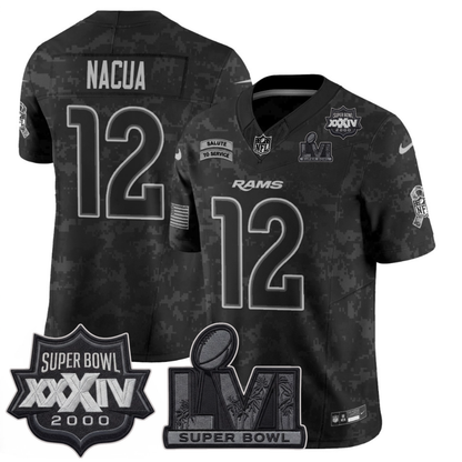LAR 2026 Salute To Service 2S.Bowl Champs Patch Vapor Jersey - Stitched