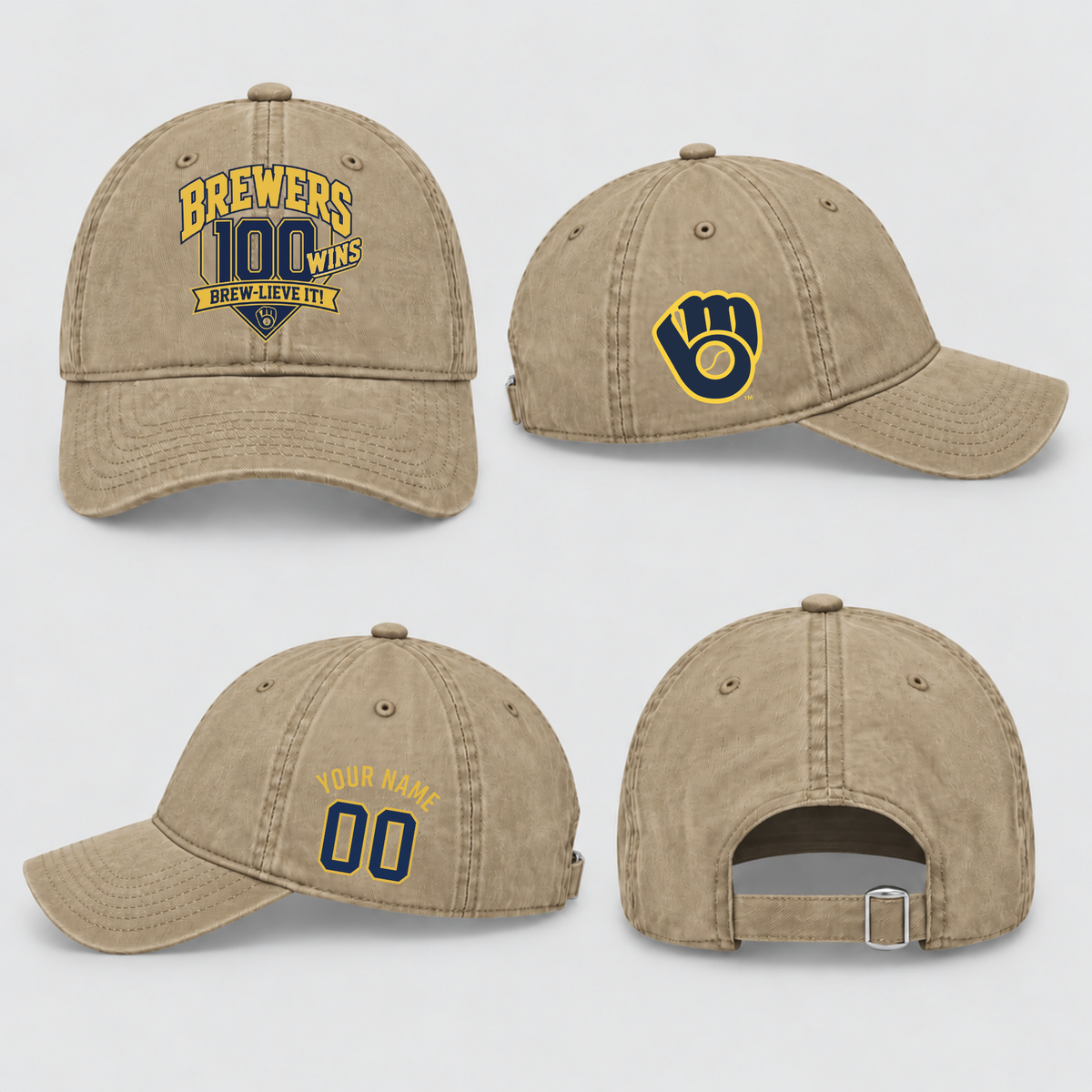 MIL 100 Wins Personalized Wash Hat - Printed
