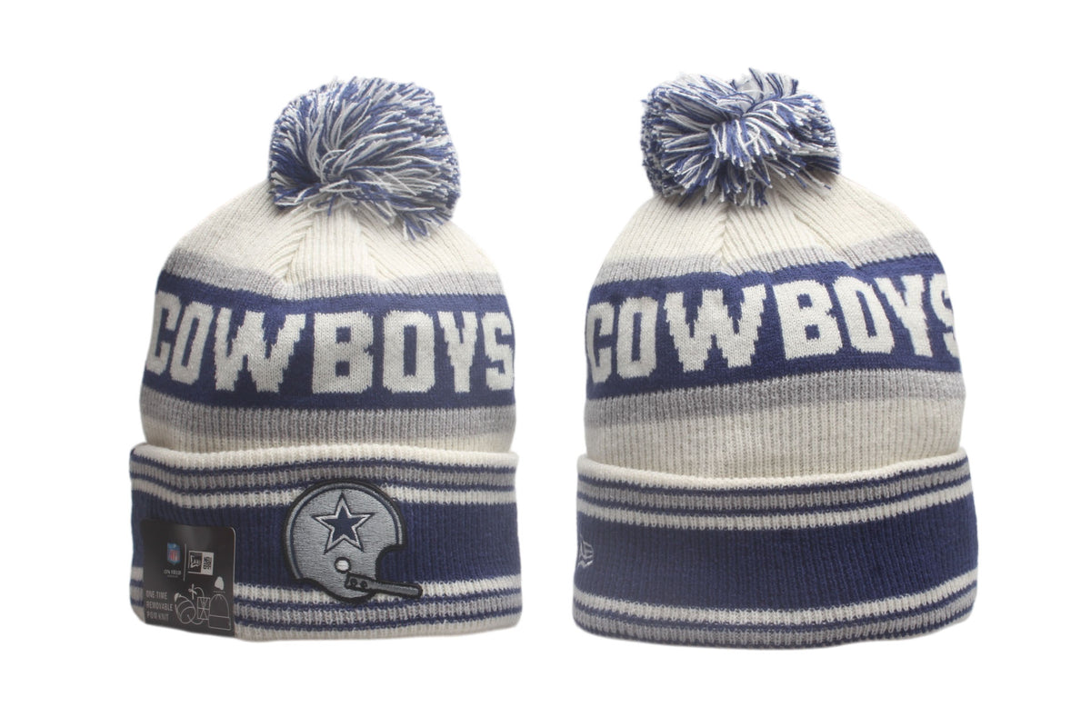 Dallas Cowboys Cuffed Knit Hat with Pom - Embroidered Patch