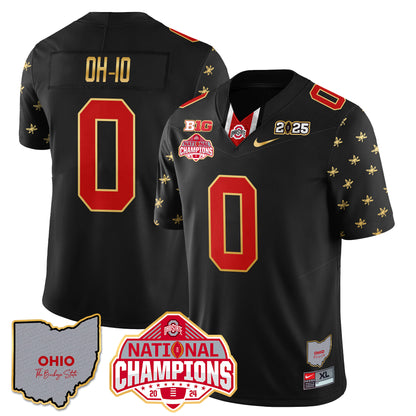 Ohio State Buckeyes 2025 CFP Patch - National Champions Gold Jersey - All Stitched